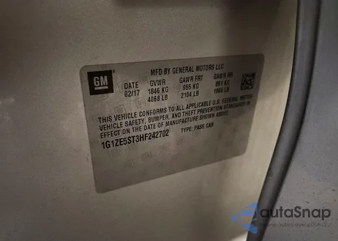 2017 Chevrolet Malibu Lt z USA, uszkodzony, nr VIN 1G1ZE5ST3HF242702